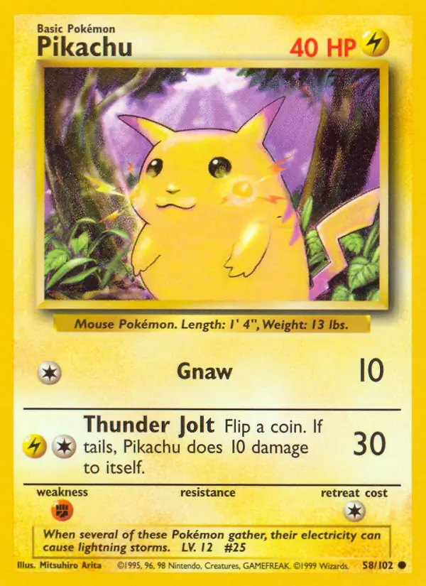 Pikachu #58 Base Set Unlimited Pokémon card