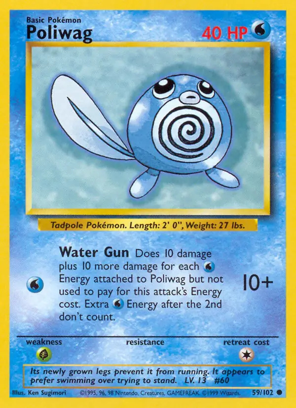 Poliwag #59 Base Set Unlimited Pokémon card