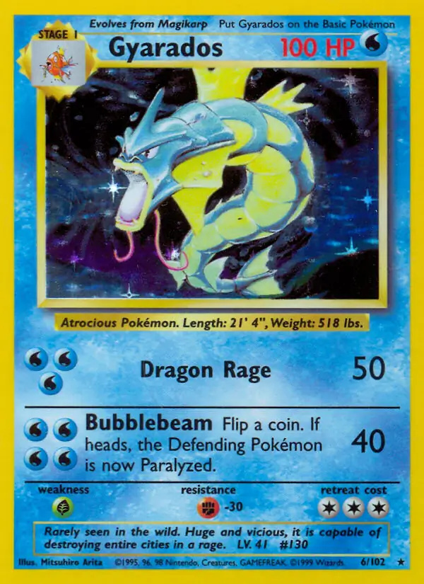Gyarados #6 Base Set Unlimited Pokémon card