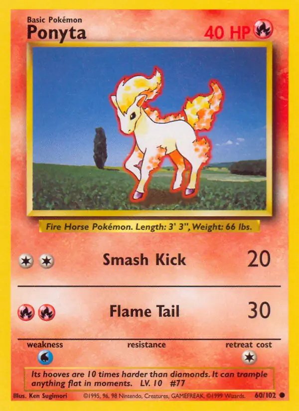 Ponyta #60 Base Set Unlimited Pokémon card