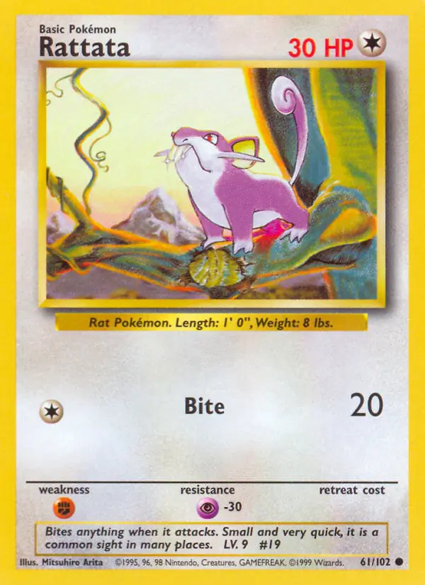 Rattata #61 Base Set Unlimited Pokémon card