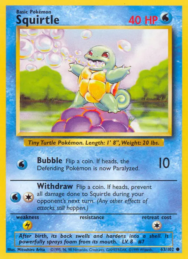 Squirtle #63 Base Set Unlimited Pokémon card
