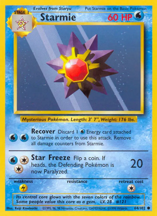 Starmie #64 Base Set Unlimited Pokémon card