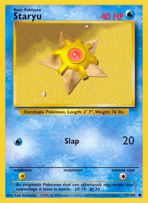 Staryu #65 Base Set Unlimited Pokémon card