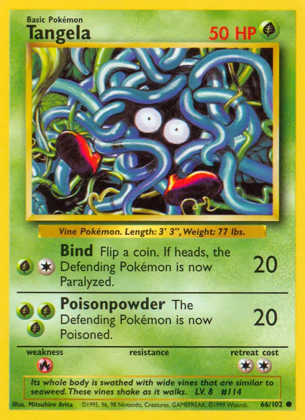 Tangela #66 Base Set Unlimited Pokémon card