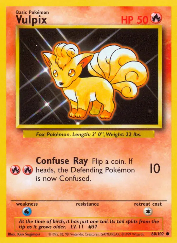 Vulpix #68 Base Set Unlimited Pokémon card