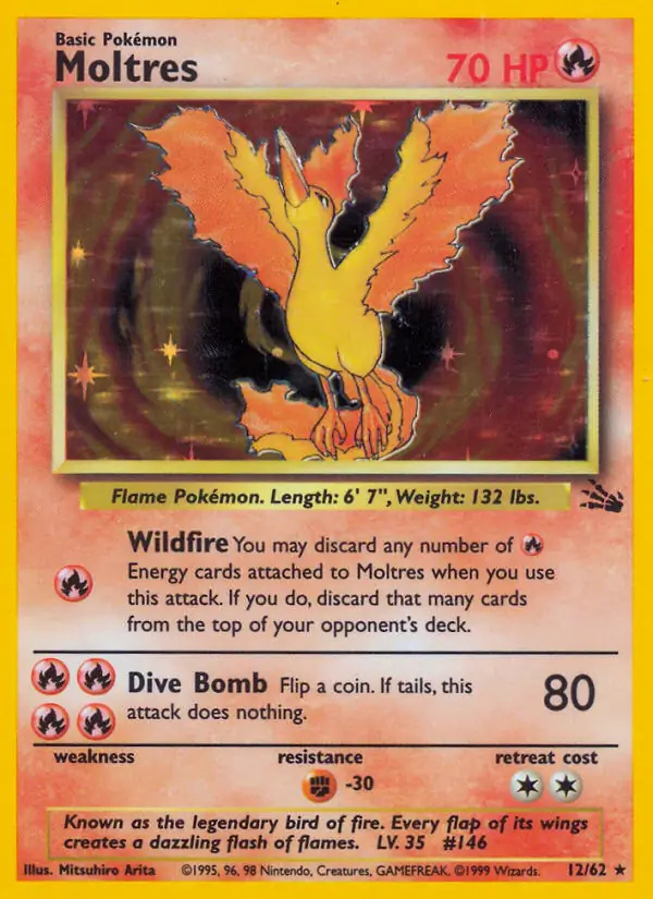 Moltres #
                                12 Fossil Unlimited Pokémon card