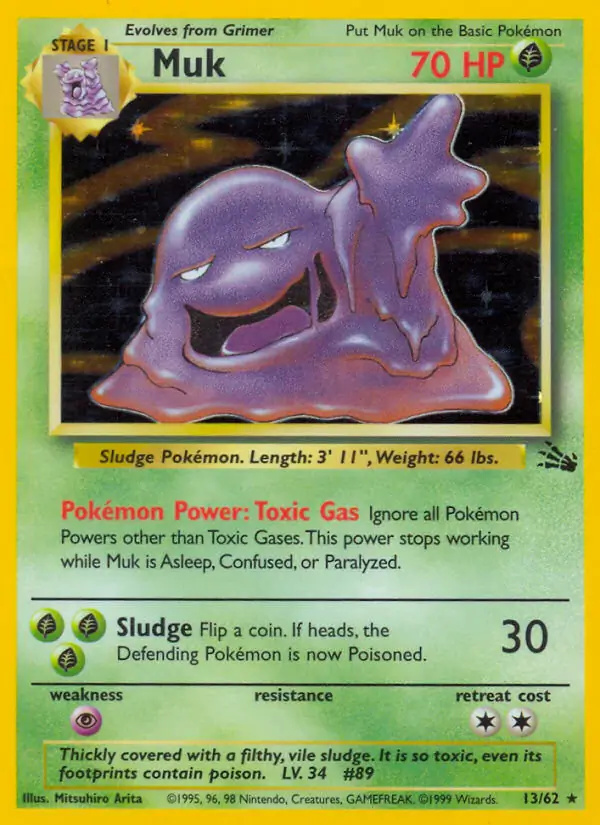 Muk #
                                13 Fossil Unlimited Pokémon card