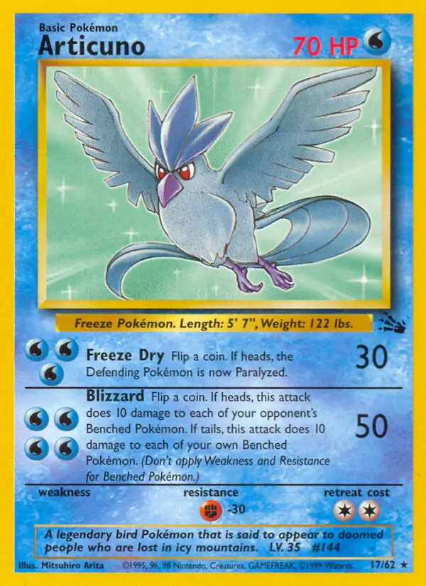 Articuno #17 Fossil Unlimited Pokémon card