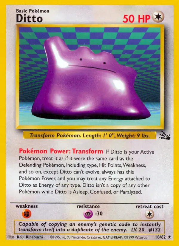 Ditto #
                                18 Fossil Unlimited Pokémon card