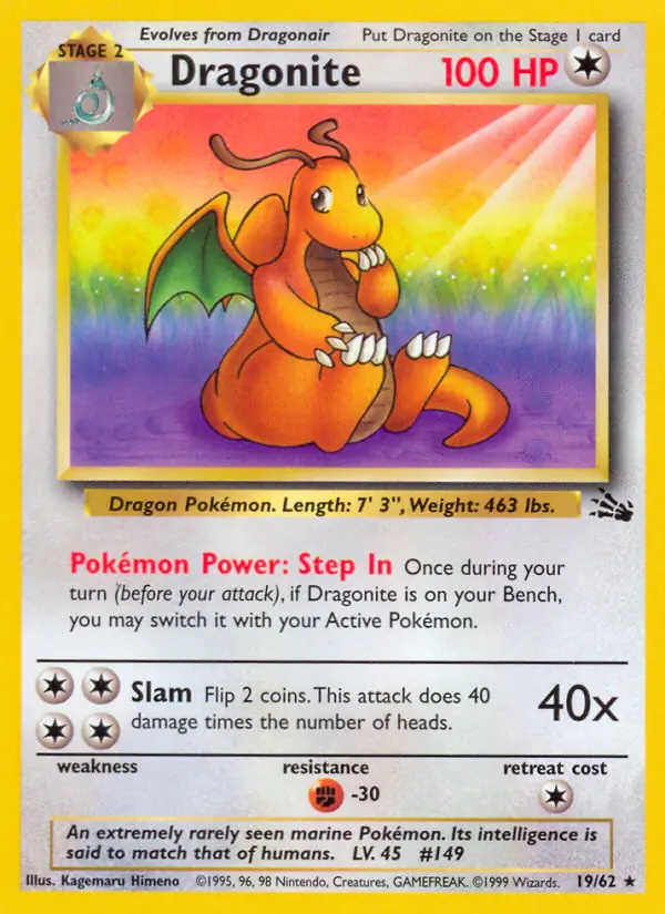 Dragonite #
                                19 Fossil Unlimited Pokémon card