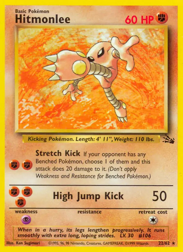 Hitmonlee #
                                22 Fossil Unlimited Pokémon card