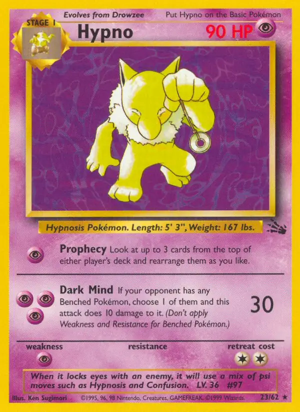 Hypno #
                                23 Fossil Unlimited Pokémon card