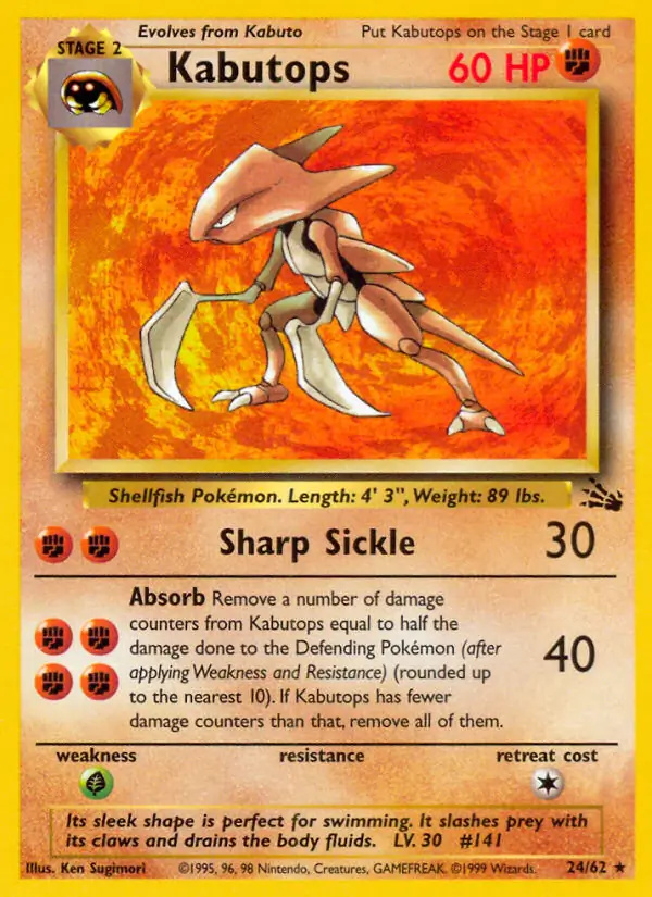 Kabutops #
                                24 Fossil Unlimited Pokémon card