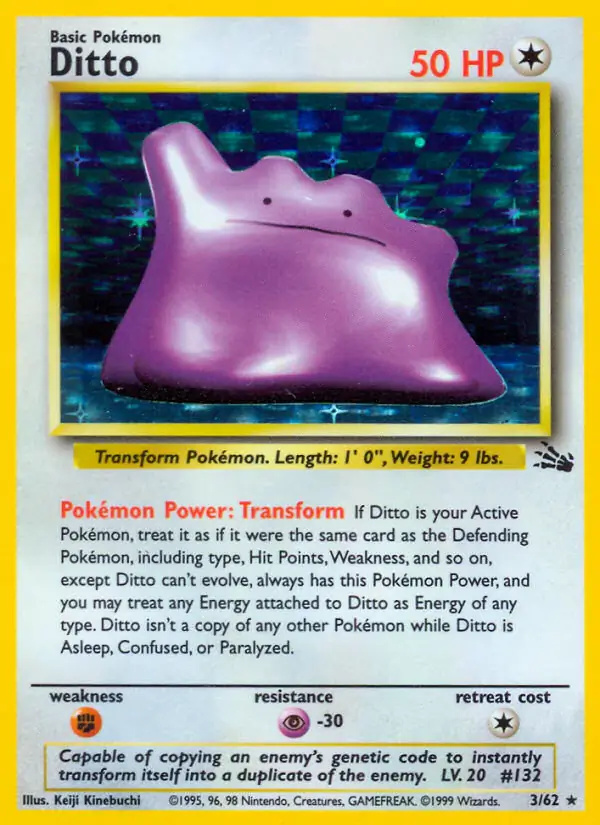 Ditto #3 Fossil Unlimited Pokémon card
