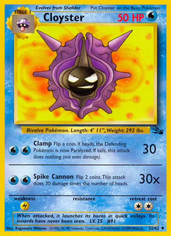 Cloyster #32 Fossil Unlimited Pokémon card