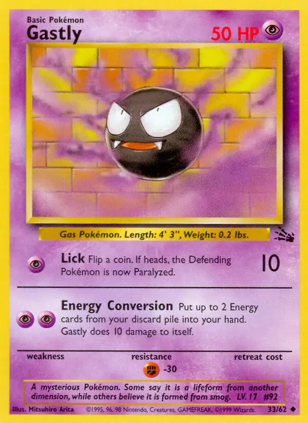 Gastly #33 Fossil Unlimited Pokémon card