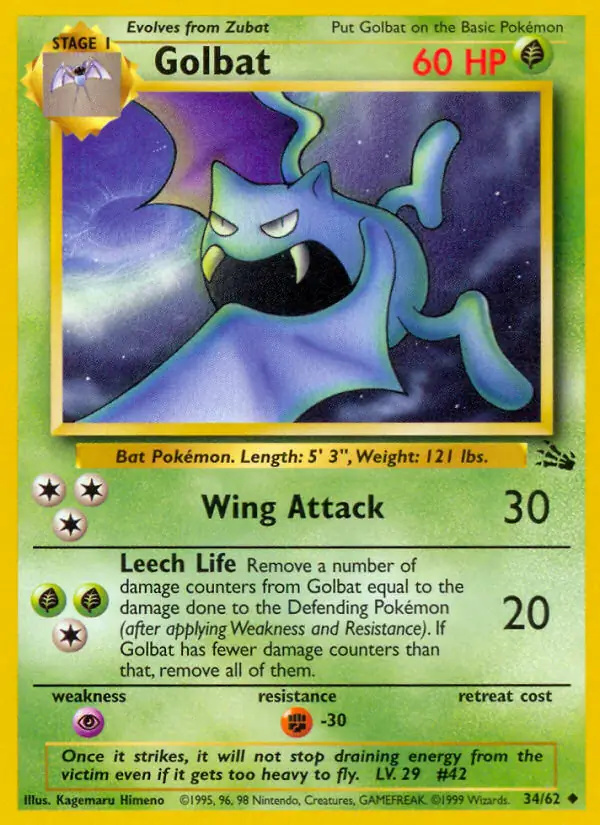 Golbat #
                                34 Fossil Unlimited Pokémon card