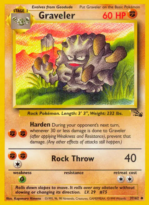 Graveler #37 Fossil Unlimited Pokémon card