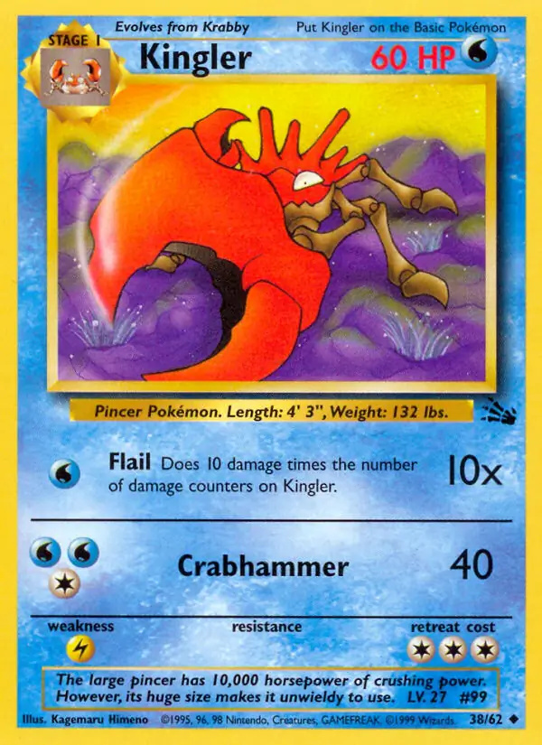 Kingler #
                                38 Fossil Unlimited Pokémon card