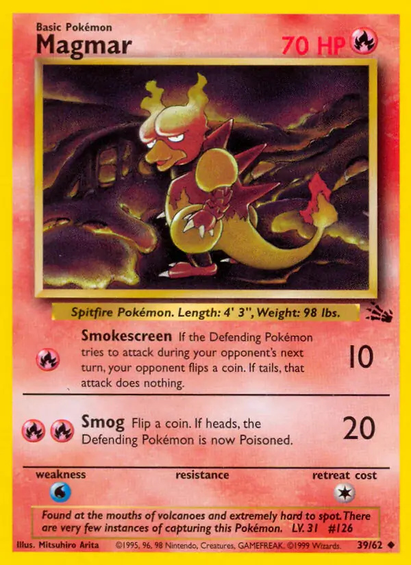Magmar #39 Fossil Unlimited Pokémon card