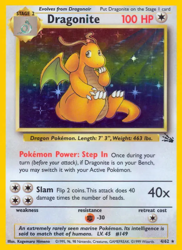 Dragonite #4 Fossil Unlimited Pokémon card