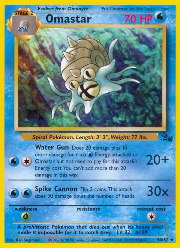 Omastar #
                                40 Fossil Unlimited Pokémon card