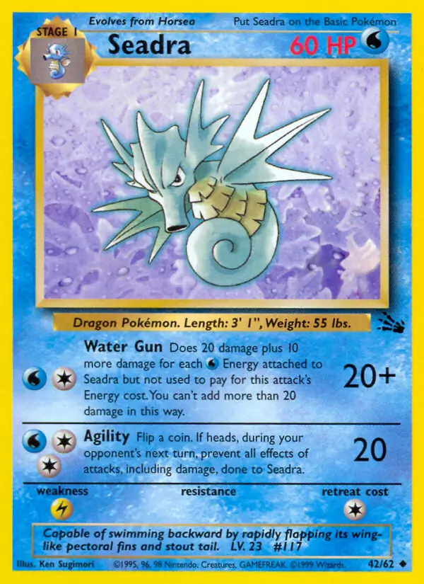 Seadra #42 Fossil Unlimited Pokémon card
