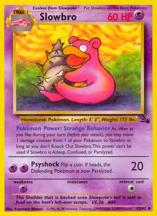 Slowbro #43 Fossil Unlimited Pokémon card
