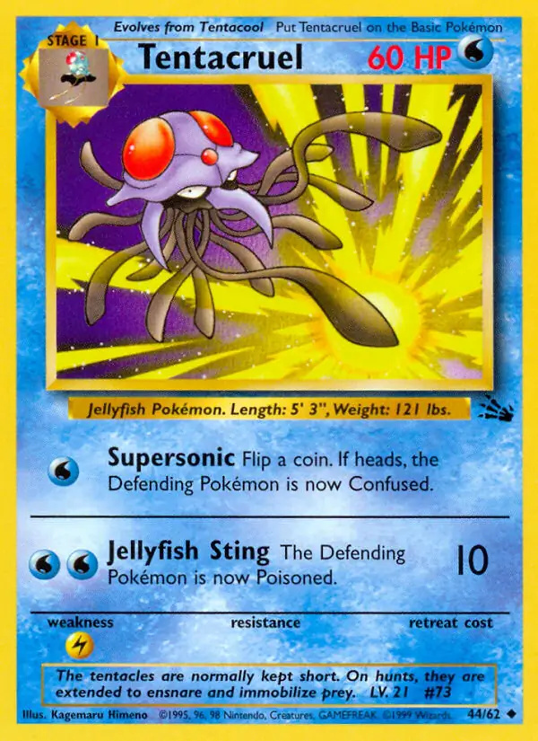 Tentacruel #44 Fossil Unlimited Pokémon card