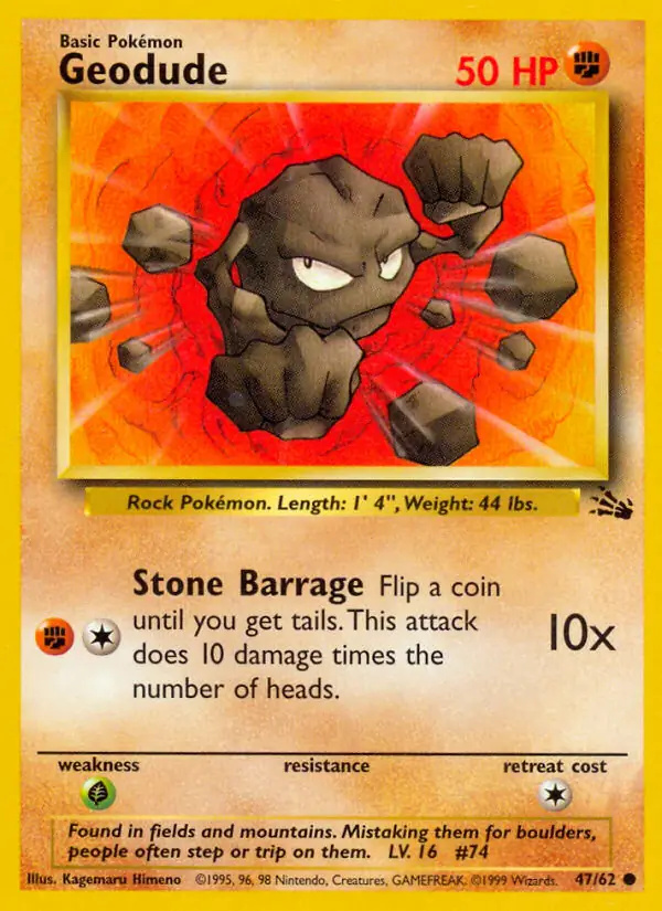 Geodude #47 Fossil Unlimited Pokémon card