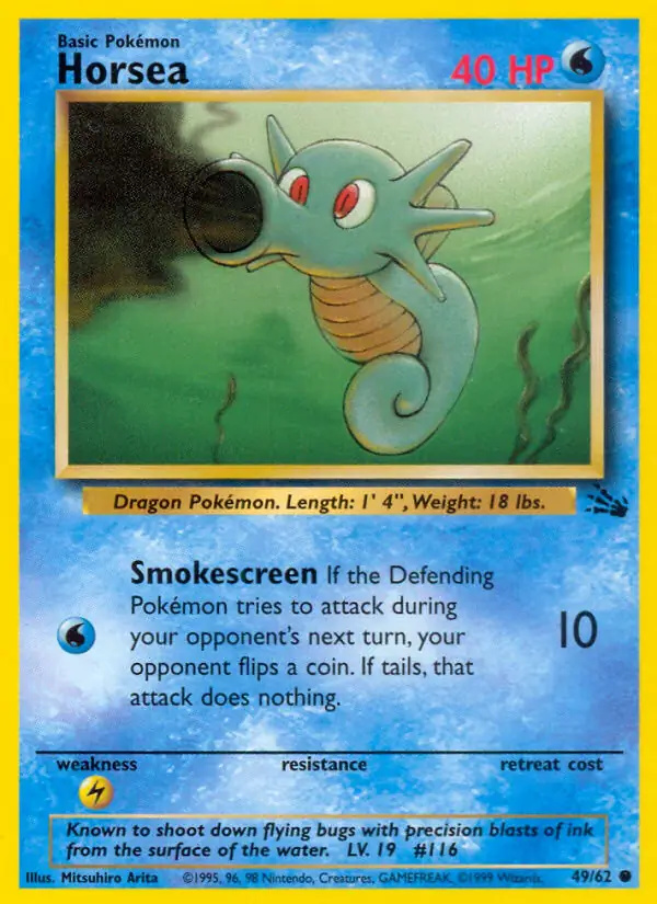 Horsea #49 Fossil Unlimited Pokémon card