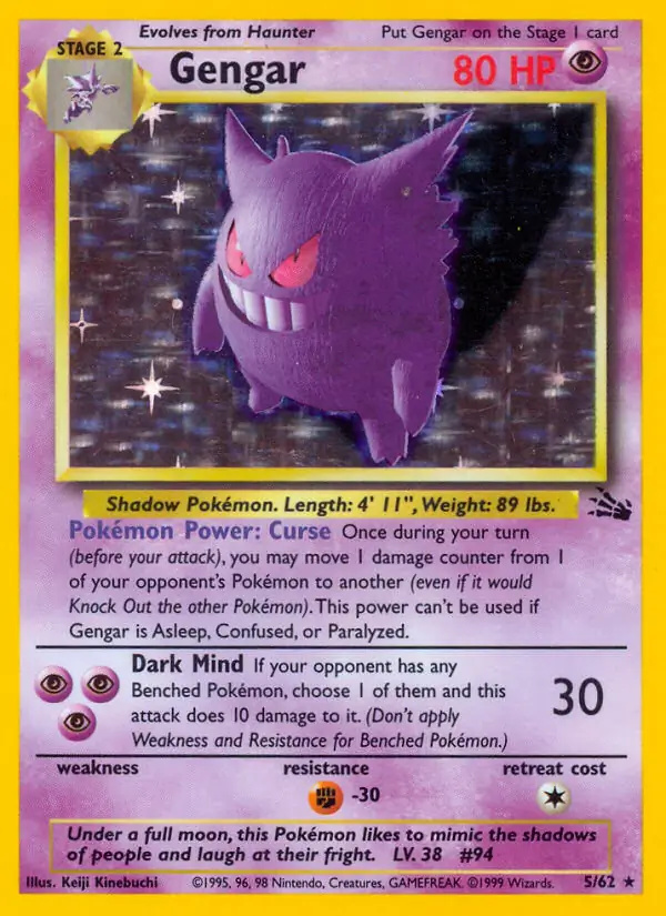 Gengar #
                                5 Fossil Unlimited Pokémon card