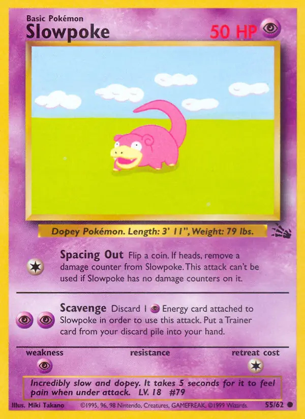 Slowpoke #55 Fossil Unlimited Pokémon card