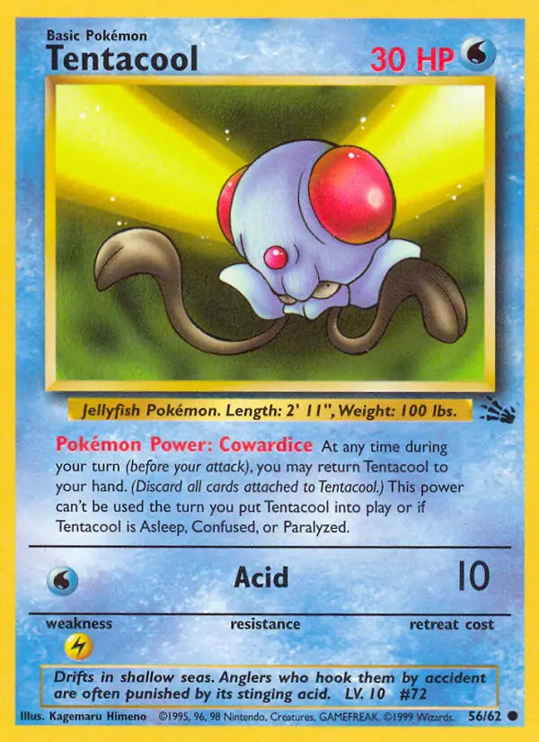Tentacool #56 Fossil Unlimited Pokémon card