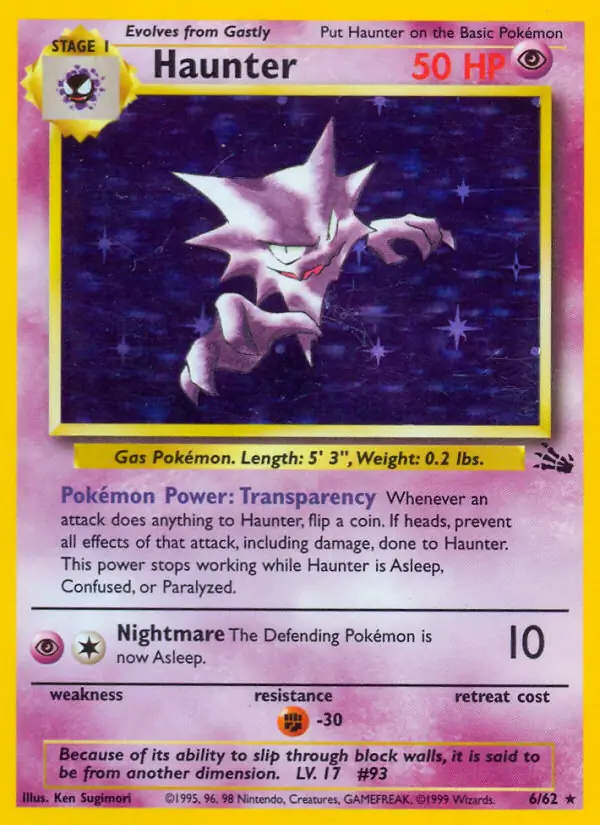 Haunter #6 Fossil Unlimited Pokémon card