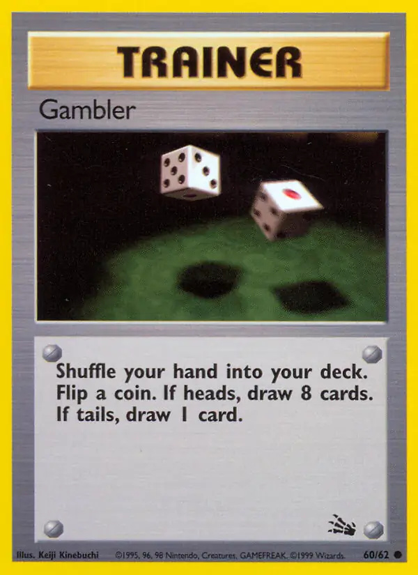 Gambler #60 Fossil Unlimited Pokémon card
