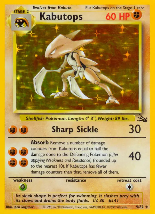 Kabutops #9 Fossil Unlimited Pokémon card