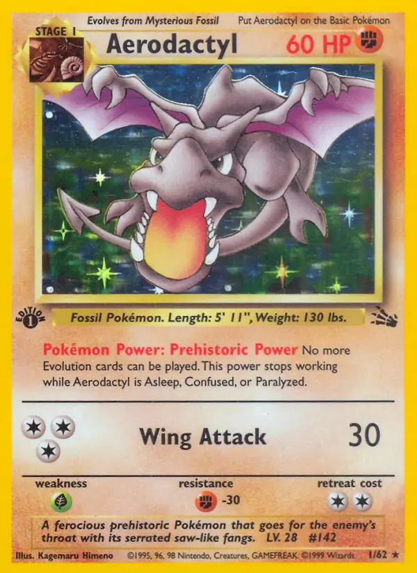 Aerodactyl #1 Fossil 1st Edition Pokémon card