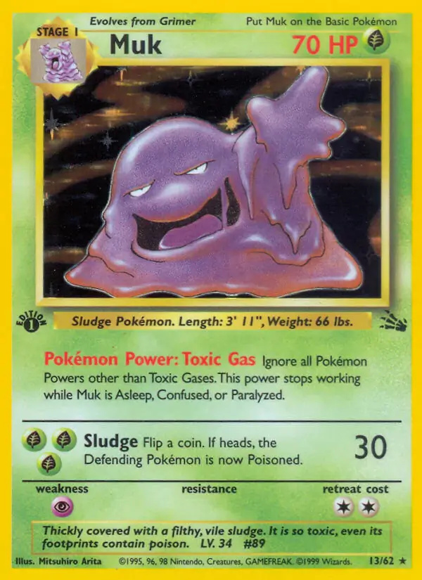 Muk #13 Fossil 1st Edition Pokémon card