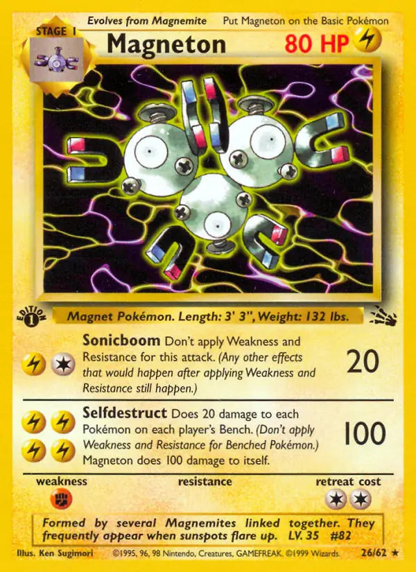 Magneton #26 Fossil 1st Edition Pokémon card