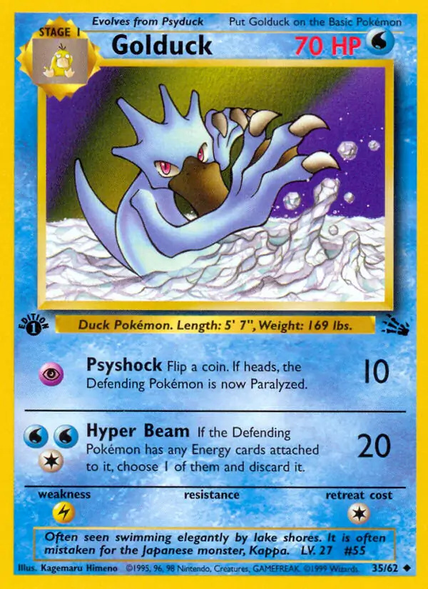 Golduck #35 Fossil 1st Edition Pokémon card