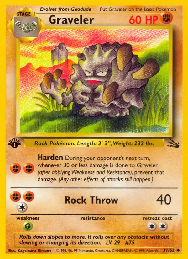Graveler #37 Fossil 1st Edition Pokémon card
