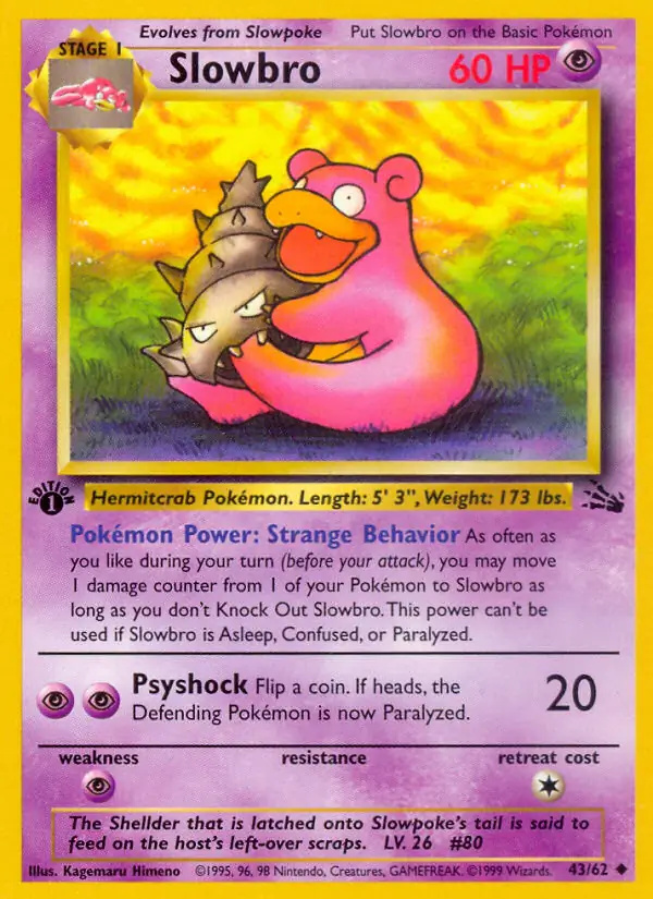 Slowbro #43 Fossil 1st Edition Pokémon card