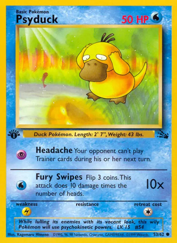 Psyduck #53 Fossil 1st Edition Pokémon card