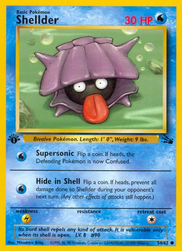Shellder #54 Fossil 1st Edition Pokémon card