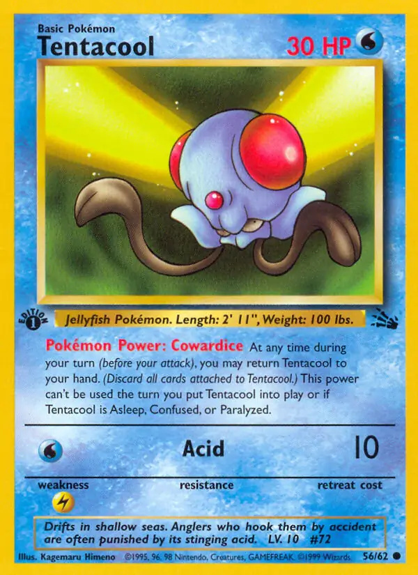 Tentacool #56 Fossil 1st Edition Pokémon card