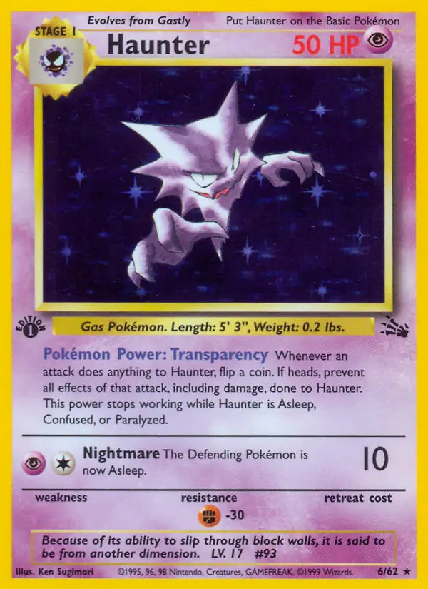 Haunter #6 Fossil 1st Edition Pokémon card