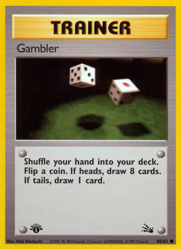Gambler #60 Fossil 1st Edition Pokémon card