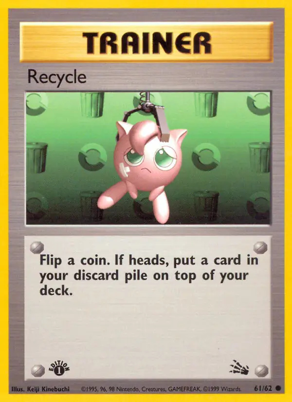 Recycle #61 Fossil 1st Edition Pokémon card